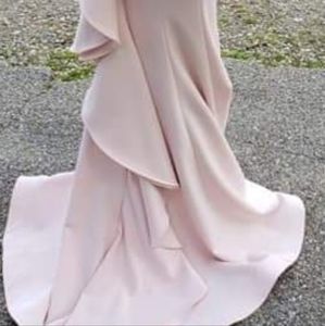 Pink beautiful off the shoulder dress with a train size 0